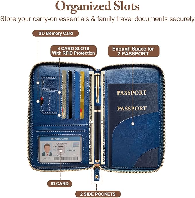Family Passport Holder for Travel Women and Men RFID Passport Holder with Card Slots Holder Passport Case Passport cover Passport Wallet Travel Essentials and Accessories