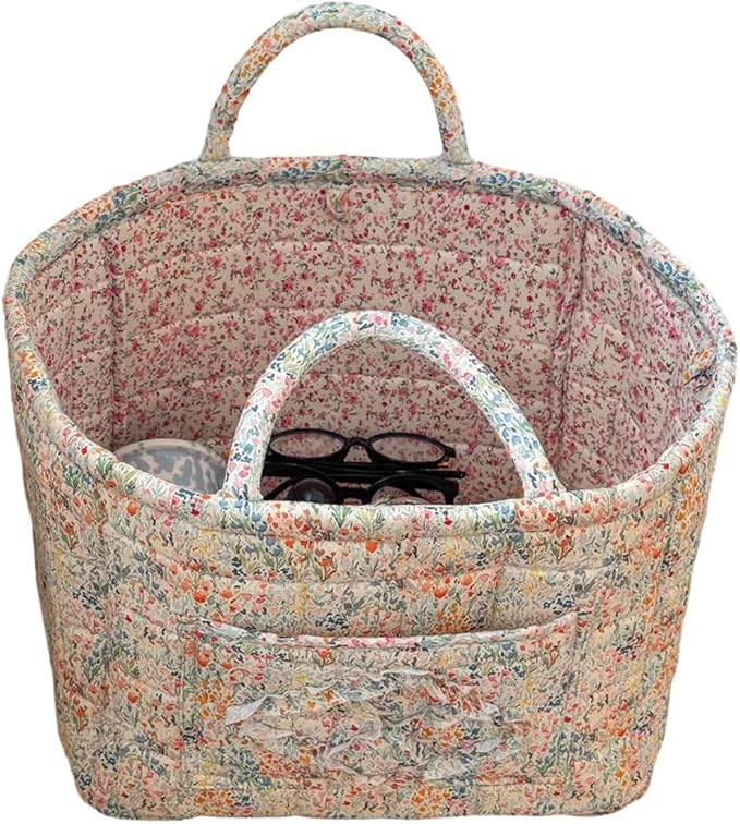 Floral Fabric Storage Basket Car Interior Storage Basket Underwear Sundries Laundry Baskets Supplies Home Organizer Bag (style 1)