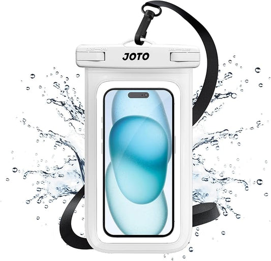 JOTO Up to 7" Universal Waterproof Phone Case for iPhone 17 Air 16 15 14 13 12 11 Plus Pro Max, IPX8 Cellphone Dry Bag XR X SE, Galaxy S23 S22 S21 S20+ S20 S10 Plus Note, Pixel -White