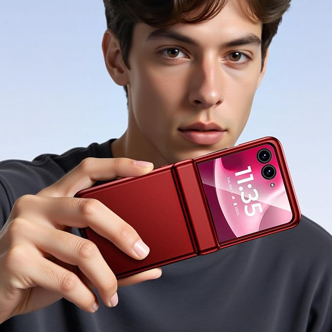VEGO for Motorola Razr 2026/2025/2024 Case[Compatible with MagSafe][Built-in Screen Protector][Anti-Scratch] Full Body Hinge Protection Shockproof Magnetic Case for Moto Razr 2026 (Red)
