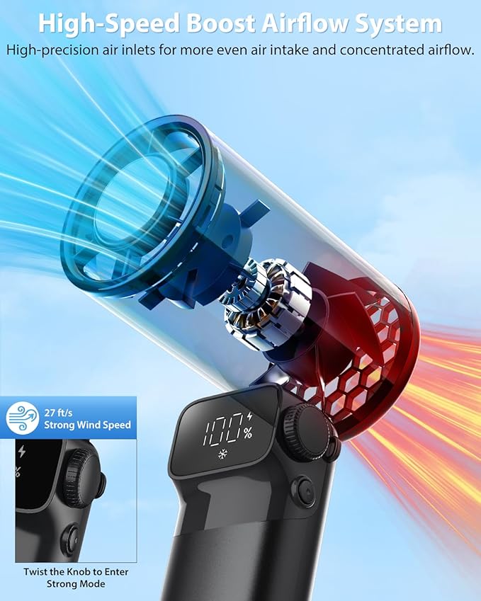 Ouddy Mode Portable Handheld Fan with Ice Cooling, Up to 13Hrs Rechargeable Personal Fan, Foldable Hand Held Pocket Mini Turbo Fans for Travel, Camping, Hiking, Beach, Office, Outdoor