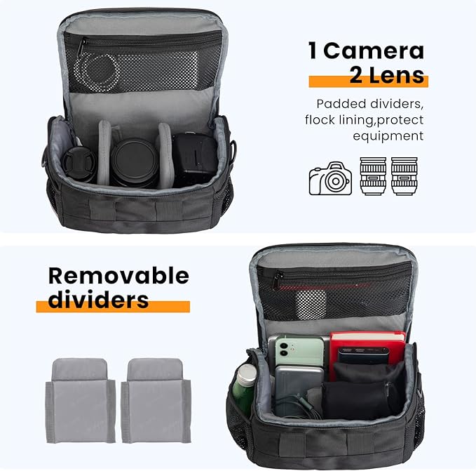 TARION Compact Camera Messenger Bag - 4L Small DSLR Crossbody Sling Case with Tripod Straps Waterproof Raincover for Street Photography - TSB-S