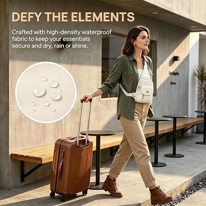 Sling Bag Small Compact Crossbody Bags for Women Anti-Theft Multiple Pockets Waterproof Fanny Pack for Travel Hiking Daily Beige