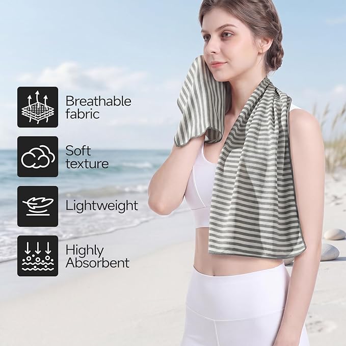 RDEKISS 4 Pack Cooling Towels (40"x12"), Soft Breathable Chilly Towel, Ice Towel, Microfiber Towel for Yoga, Sport, Running, Workout, Gym, Fitness, Workout & More Activities - Gray