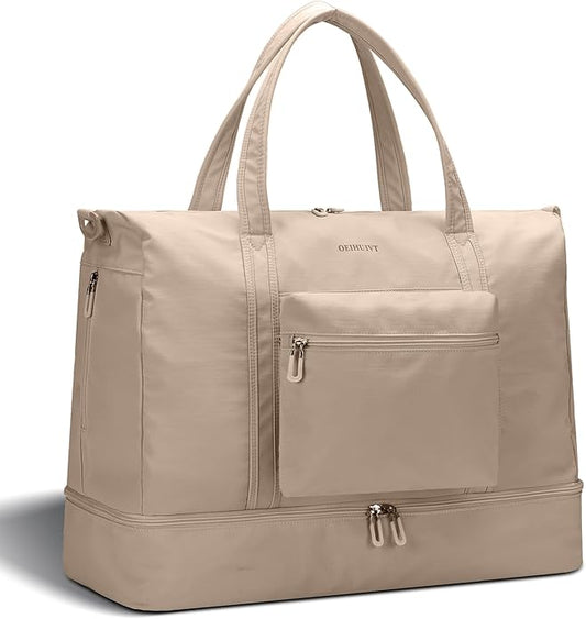 Women's Weekender bag Travel Duffel Bag with Shoe Compartment 21-inch Airline-Approved Carry-On, 2-Piece Overnight Bag Set Personal Item Luggage