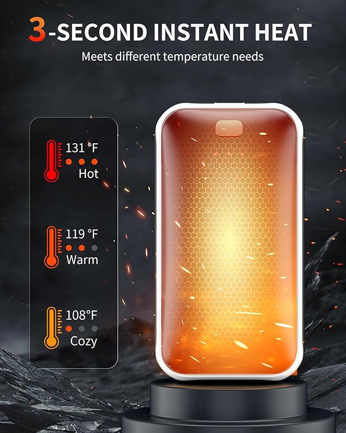 Lerat Hand Warmers Rechargeable 2 Pack, Portable Electric Hand Warmer Max 131℉, Reusable Slim Pocket Heater Handwarmers, Gifts for Men, Women, Outdoor, Golf, Camping, Hunting Essentials