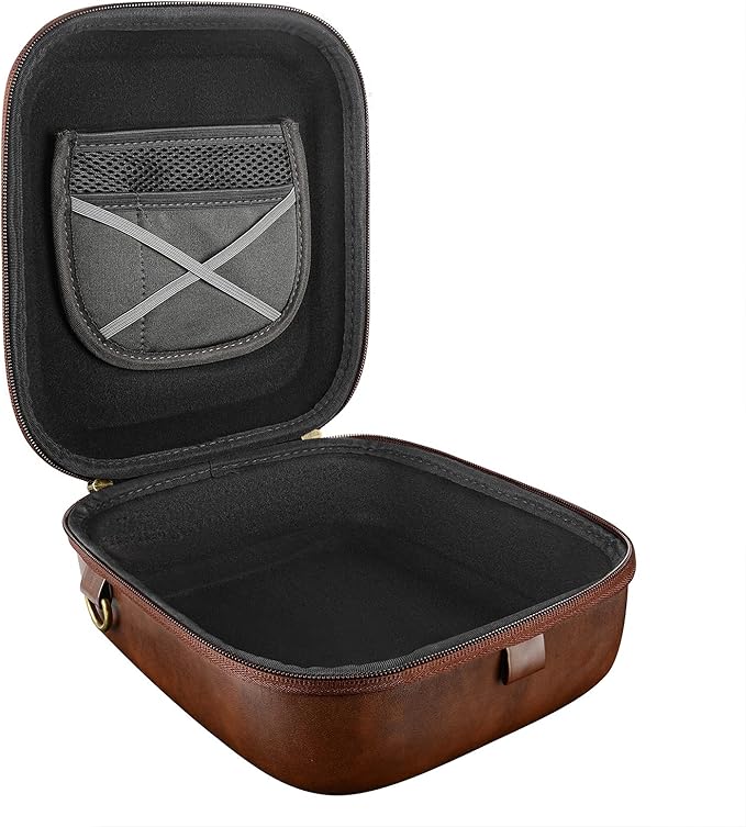 Geekria Shield Headphones Case Compatible with Sennheiser HD 550/505/599/598/560S/559/558/555/400 Pro, Replacement Hard Shell Travel Carrying Bag with Cable Storage (PU Brown)