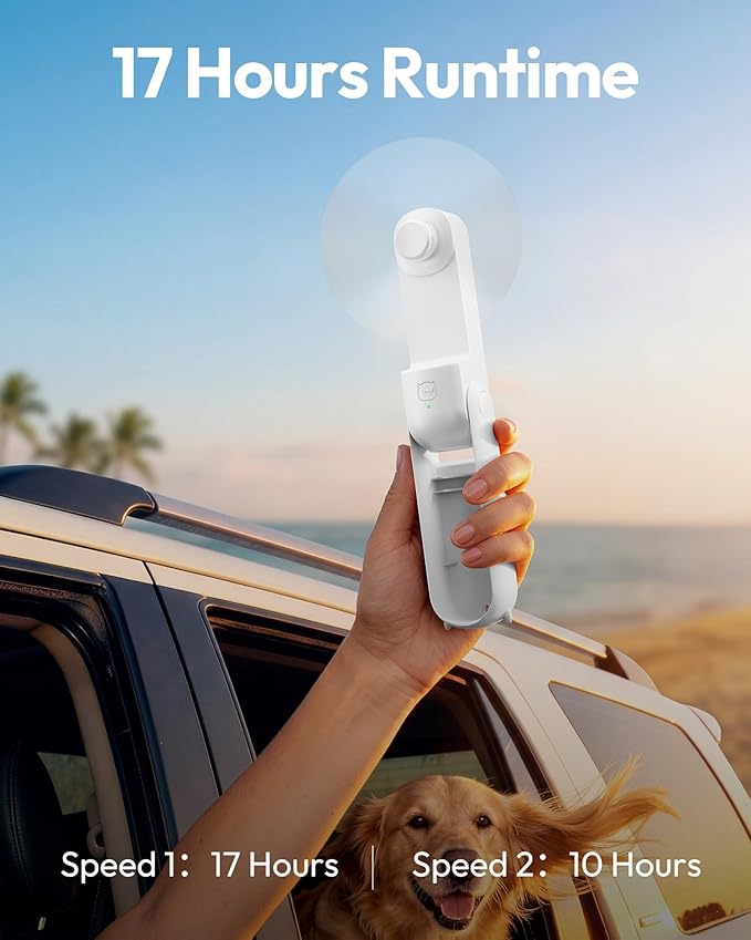 Gaiatop Portable Handheld Fan, 3 in 1 Mini Fan Handheld [17h Max Cooling], Foldable Personal Fans Pocket Design, USB Travel Fans Portable, Lash Trip Summer Essential Cute Gifts for Women Girl, White