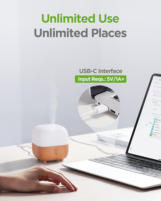 InnoGear 150ml Essential Oil Diffuser, 2 Pack 5-in-1 Diffusers for Home Scent 8 LED Color Aromatherapy Diffuser Air Desk Mini Humidifier Small Vaporizer Aroma Diffuser for Laptop Office, Medium