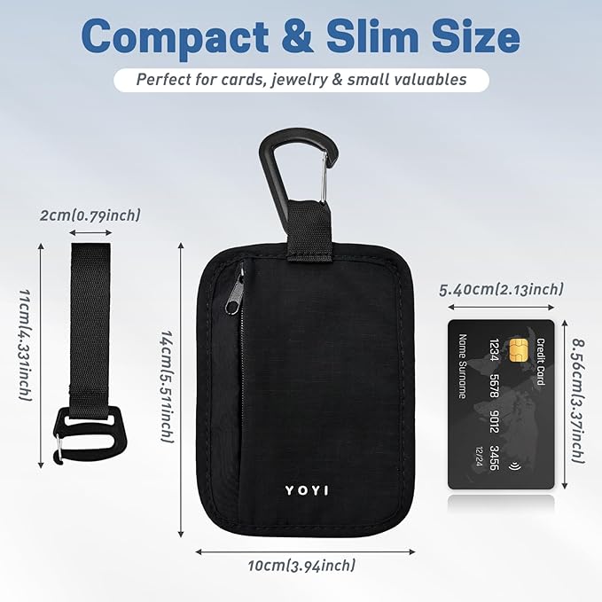 YOYI YOYI Hidden Travel Wallet with RFID Blocking – Clip Stash Pouch, Water-Repellent Breathable Quick-Dry Travel Wallet with Dual Carry Options