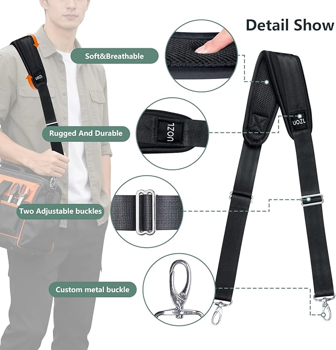 67 Inch Shoulder Straps, Soft with Ultra-Thick Fixed Shoulder Pad, Two Way Independently Adjustable Buckle Replacement Straps for Laptop Bag Messenger Bag Tool Bag Luggage,Black
