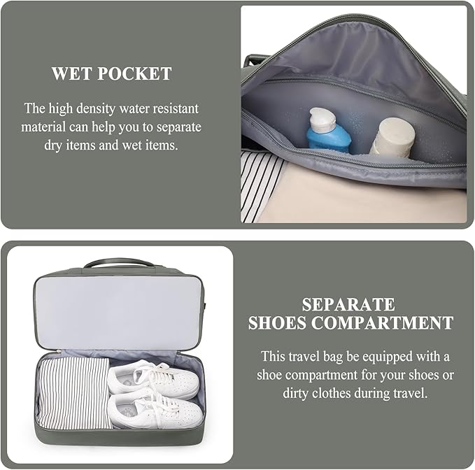 Weekender Bags for Women,Personal Item Travel Bag with Shoes Compartment,Overnight Travel Duffel Bag with Toiletry Bag