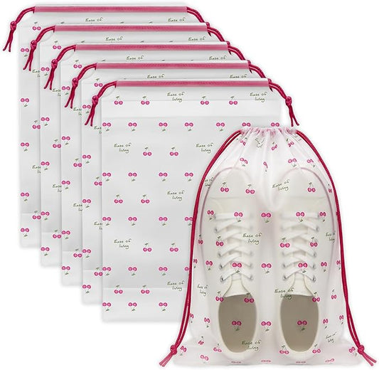 Shoe Bags for Travel, 13.8" x 11.8" Travel Shoe Bags for Packing, Large Waterproof Portable Travel Shoe Storage Bags Travel Essentials Women for and Men (5, Cherry)
