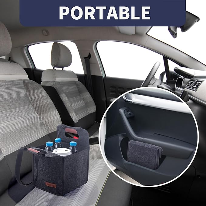 Foyego 4 Cup Drink Carrier with Handle, Reusable Insulated Drink Caddy Drink Holder for Car, Folding Portable Coffee Cup Holder Bag for Travel and Delivery
