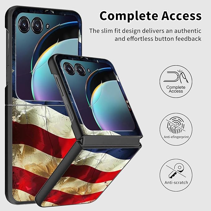 for Motorola Razr Plus 2025 Case,for Razor Plus 2025 Phone Case Cute Slim Hard PC Ultra-Thin Anti-Scratches Shockproof Protective Cover,Cute Flag