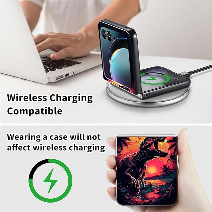 for Motorola Razr Plus 2025 Case,for Razor Plus 2025 Phone Case Cute Slim Hard PC Ultra-Thin Anti-Scratches Shockproof Protective Cover,Cute Dinosaur Dusk