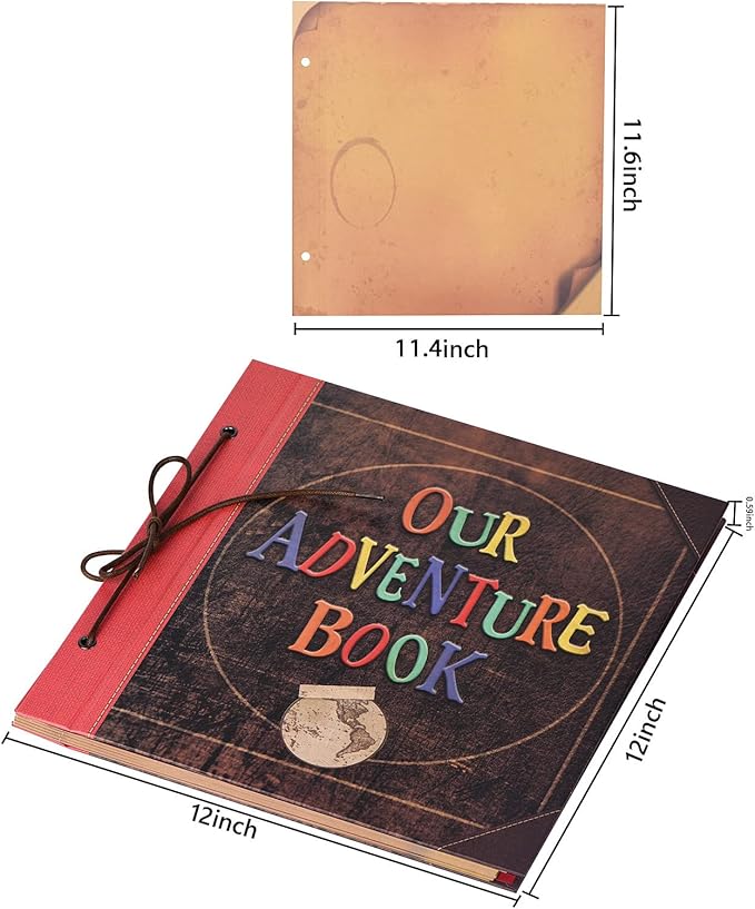 12 x 12 Inch Our Adventure Book, 60 Pages Handmade DIY Scrapbook Album, Travel Wedding Anniversary Photo Album, Gift for Family Couple Baby
