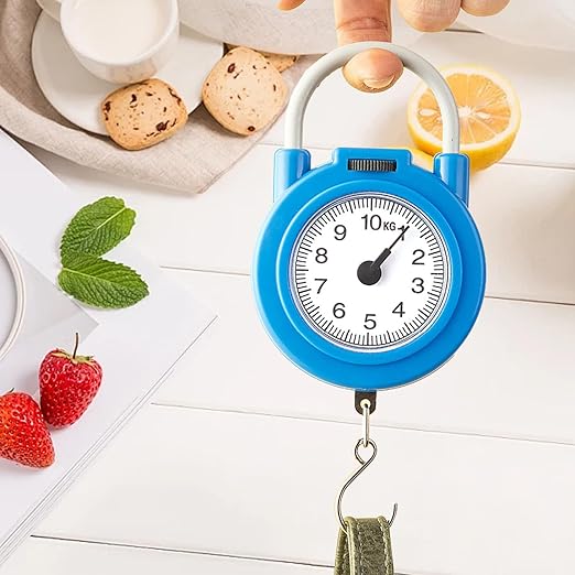 Handheld Scale, Small Food Weighing Scale 22lb Load Capacity High Accuracy Portable Kitchen Spring Scale for Household (Blue)