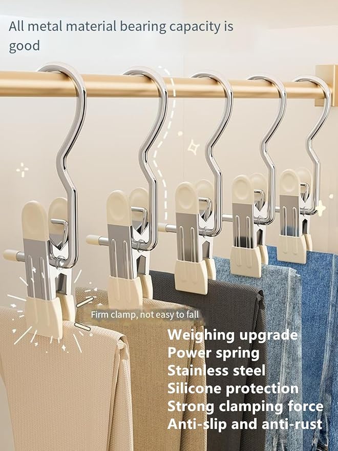 10/30/50Pcs Space-Saving Clothespin, Upgrade Double Head Clamp Dipped Hanger for Closet Hooks Garment Clip Hat Pants Storage Hanging Travel Hook (White, 50PCS)
