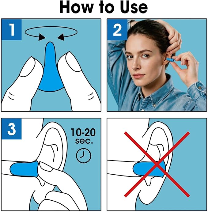 AZEN 300 Pairs Ear Plugs, NRR 32dB Soft Foam Ear Plugs for Sleeping Noise Cancelling, Earplugs for Concerts Shooting Swimming Noise Reduction,Individually Wrapped (Lake Blue)