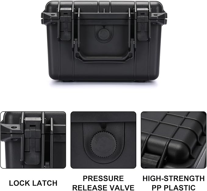 Mayouko Portable Tool Box with Shock- Proof Sponge, Water Proof Grade IP67, Waterproof Hard Case with Foam Insert, Handheld Gimbal Explosion-Proof Box, Waterproof Hard Case, 10.6 x 9.7 x 6.9 inch