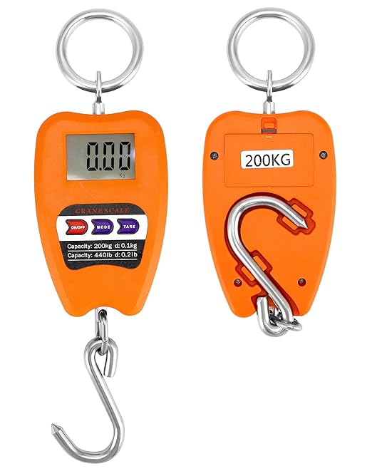QWORK Hanging Weight Scale, 200kg/440lbs Digital Crane Scales Fish Weighing Scale Aluminum Housing LED Display Scale for Fishing, Weigh Luggage, Home Farm