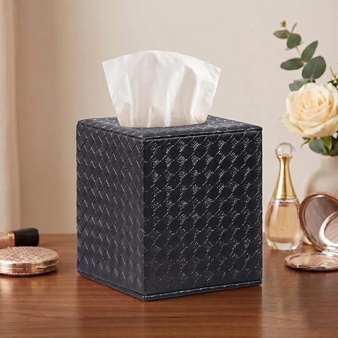 Black Tissue Box Cover, Square, Tissue Box Holders for Bathroom Accessories