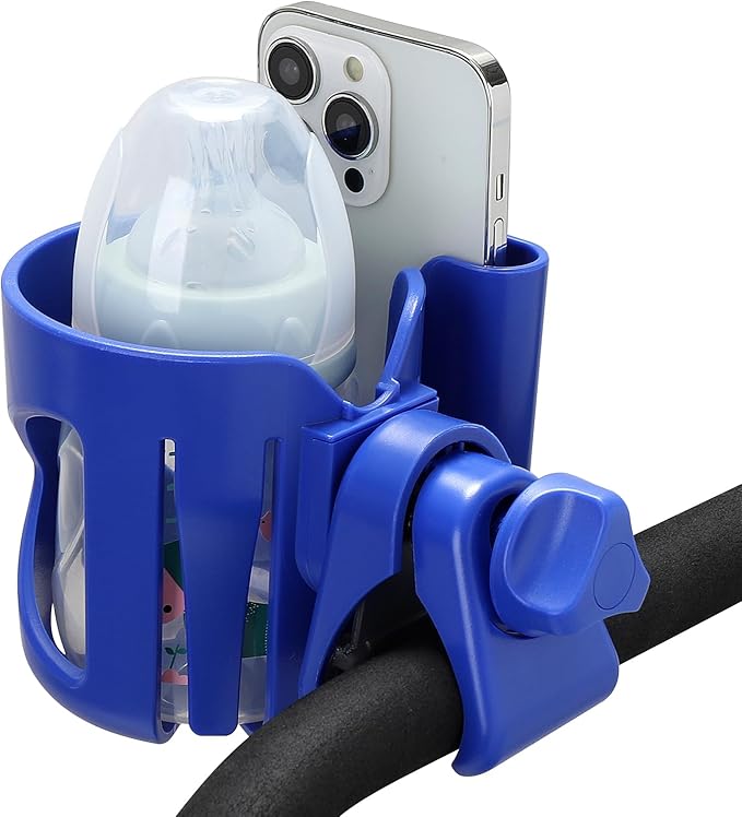 Accmor Stroller Cup Holder with Phone Holder, Universal Cup Holder for Walker Wheelchair Bike, 360° Rotatable Stroller Cup Holder Attachment Accessories for Walker, Wheelchair, Scooter
