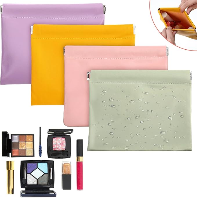 4 Pcs Small Makeup Bag for Purse, 6.7x5.5 Inch Small Lipstick Pouch for Purse, Waterproof Portable Cosmetic Bag forPurse, Smalls Travel Pouch