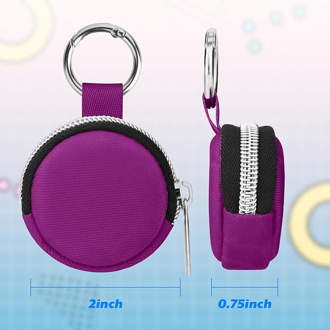 Portable Ring Organizer Case with Keychain, Traveling Ring Holder Storage Bag, Anti-Lost Keychain Container for Rings, Jewelry (1, Purple)