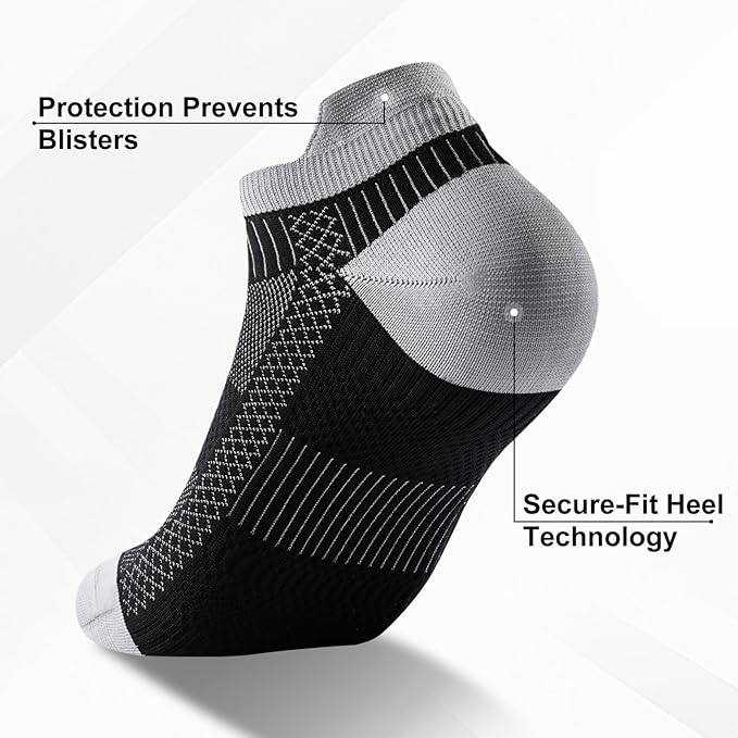 Ankle Compression Socks for Men and Women 6 Pairs, Low Cut Breathable Seamless short Running Socks with Arch Support