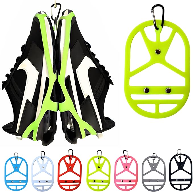 Shoe Holster For Backpack with Clip Hanger. Footwear Holder with Carabiner for Sneakers, Cleats, Bowling, Soccer, Basket, Football. For Travel, Outdoors, Sports & Space Saving