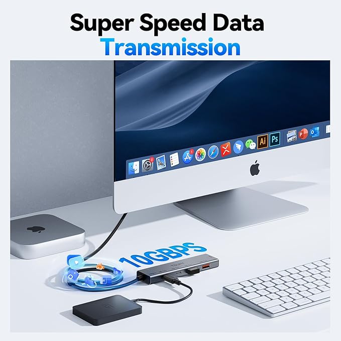 USB HUB 3.2, TSUPY USB 3.0 HUB 10Gbps USB 3.2 Gen 2 USB HUB with 4 Multi USB Ports, 4FT Extended Cable HUB for MacBook Air/Pro,Laptop,PC and More