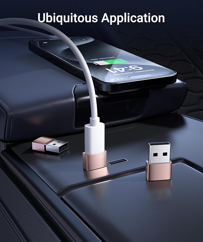 Syntech USB C Female to USB A Male Adapter 3 Pack, Type C Charger Cable Power Adapter Compatible with iPad Air 7, iPhone 17/16/15/14 Pro Max, Apple Watch Series 10/9, Samsung Galaxy S20 etc, Rose Gold