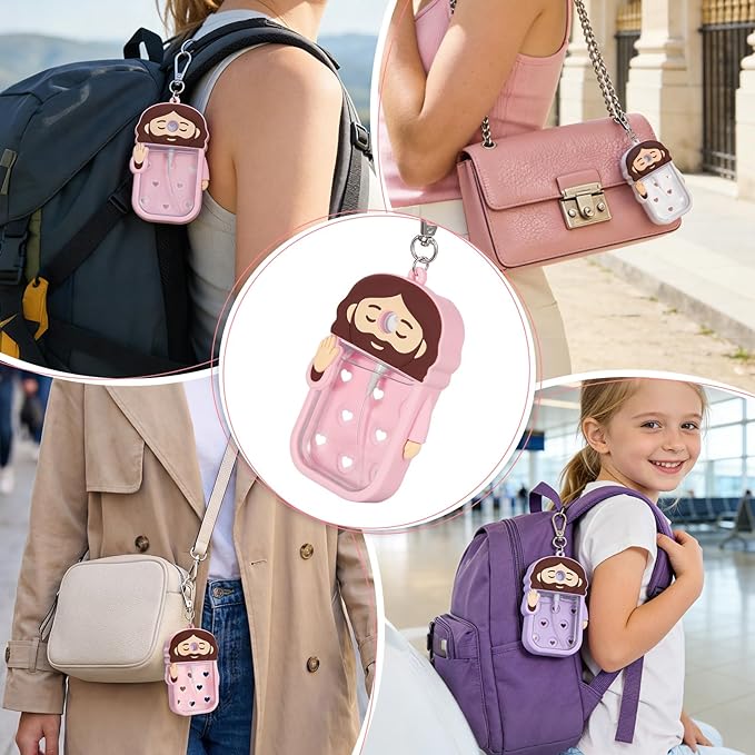 Cornholepy Cute Jesus Hand Sanitizer Keychain 30ml Silicone Spray Bottle Case for Purse Backpack School Office