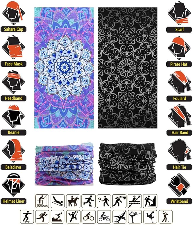 VANCROWN Headband Neck Gaiter Head Wrap Headwear Face Mask Magic Scarf Bandana for Men and Women