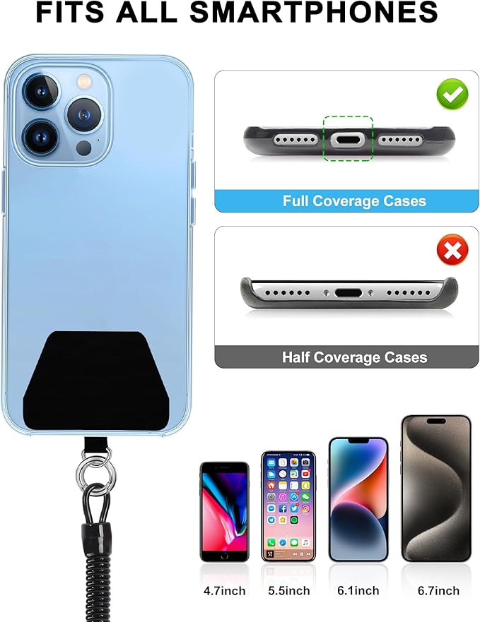 SHANSHUI Phone Lanyard Tether, Stretchy Phone Strap Patch Anchor Outdoor Climbing Hook Compatible for Most Smartphones