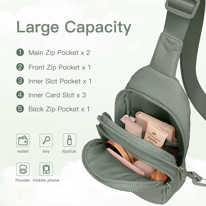 Viverte Quilted Puffer Crossbody Bags for Women Small Puffy Sling Bag Lightweight Cross Body Bubble Purse Shoulder Bag for Travel (Bean Green)