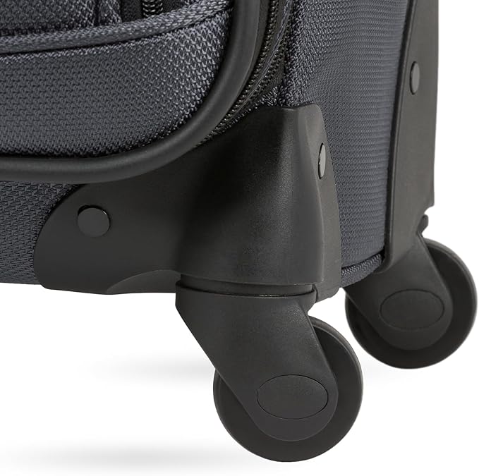 SWISSGEAR Sion Softside Expandable Spinner Luggage Durable Lightweight Travel Suitcase, Dark Grey, Checked-Medium