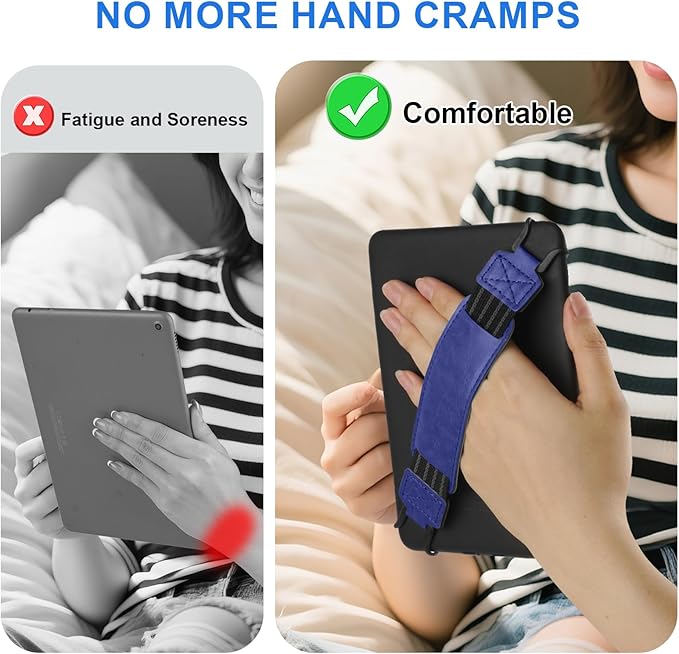 HoYiXi Universal Soft Hand Strap for 6-7 Inch eReader Tablet, Compatible with Kobo/Pocketbook/Tolino/Paperwhite/Nook, High Elasticity Hand Strap for Tablet, Blue