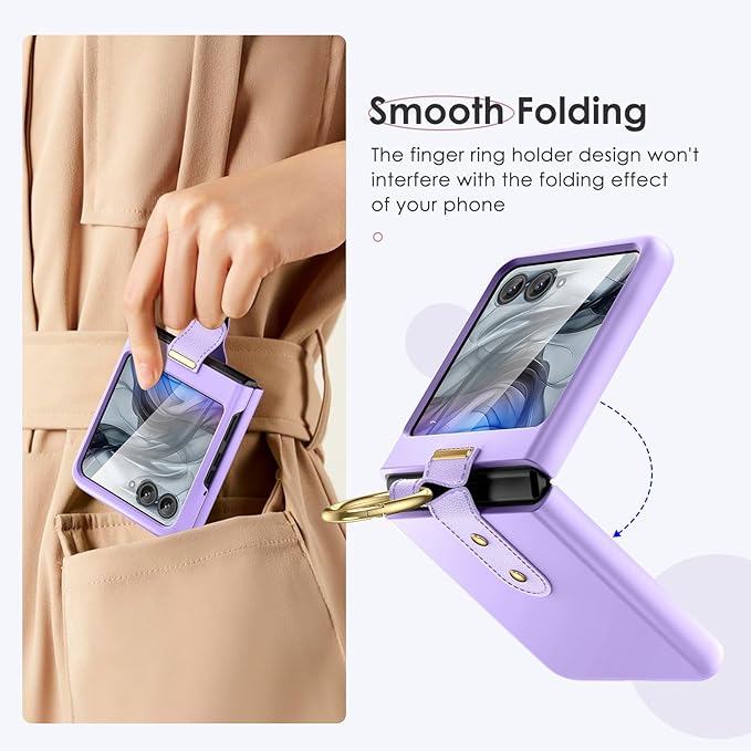 Maxdara for Motorola Razr 2026/2025/2024 Case with Ring [Not Fit Ultra or Plus], Moto Razr 2026 & Razr 2025 Case with Built-in Screen Protector Slim Thin Cover(Purple)