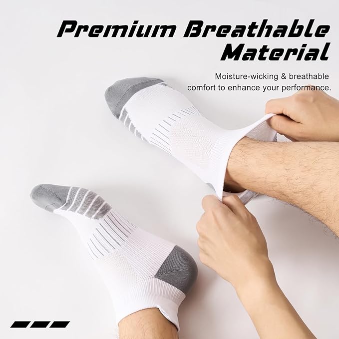 Ankle Compression Socks for Men and Women 6 Pairs, Low Cut Breathable Seamless short Running Socks with Arch Support