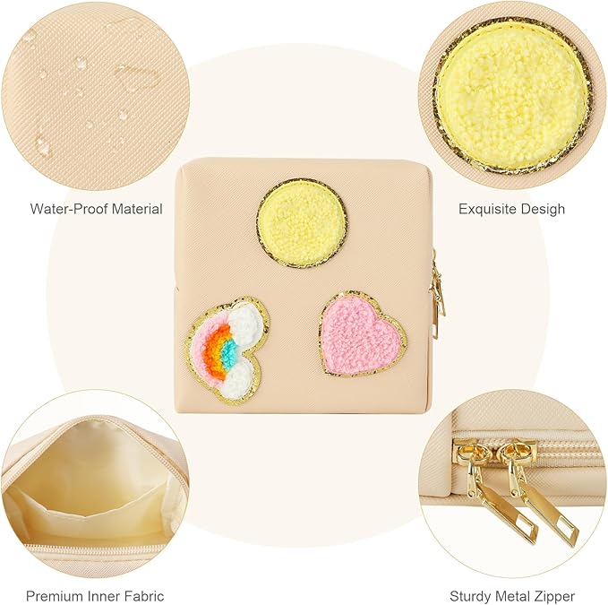 airogym Period Bag for Women, Sanitary Napkin Storage Bag, Functional PU Leather Sanitary Pad Bags for Panty Liners, Tampons, Menstrual Cup Pouches, Sanitary Pads Organizer