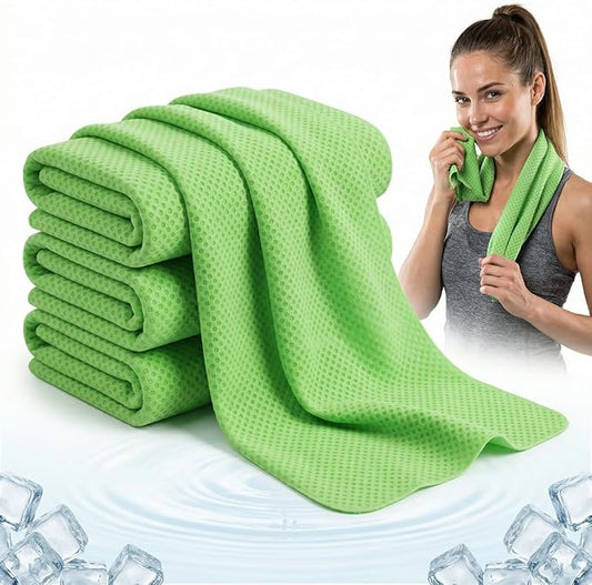 Premium PVA Cooling Towels for Neck and Face,4pcs 33"*12.7" Cooling Neck Wraps with Textured Dot Surface for Summer Heat,Cool Rags for Hot Weather, Cold Scarf for Gym Yoga Run (Green)