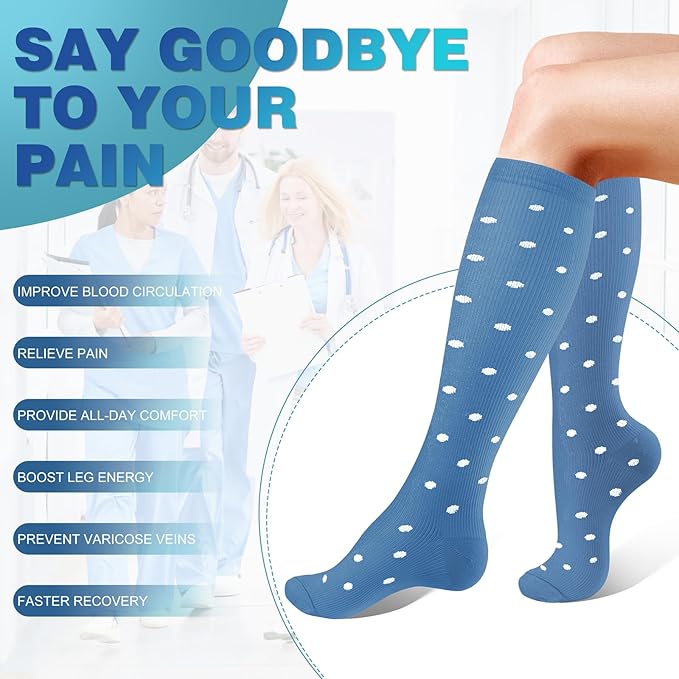 cerpite Compression Socks for Women & Men Circulation 8 Pairs Compression Socks 20-30 mmhg Best for Running,Nurse,Travel