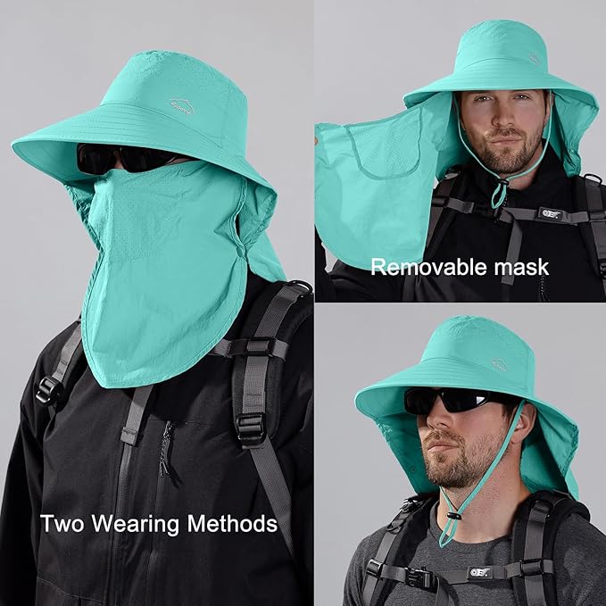 Sun Hat for Men Women with Neck Flap,UPF 50+ UV Protective Hiking Fishing Hats,Wide Brim Sun Hat for Women&Men