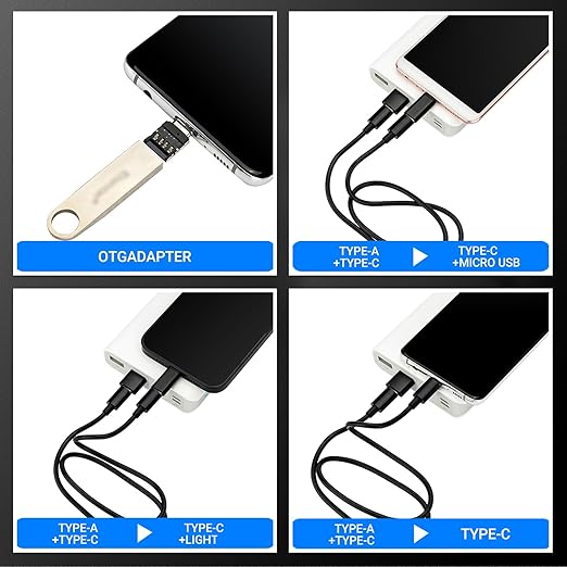 JJC 5 in 1 Data Cable Adapter Travel Kit,Data Transfer Cable Storage with Micro USB Type-A OTG Adapter,1.8ft Data Charger USB C Cable,Multi Charging Cable Adapter Set,Hold 2 Micro SD 2 Nano SIM Card