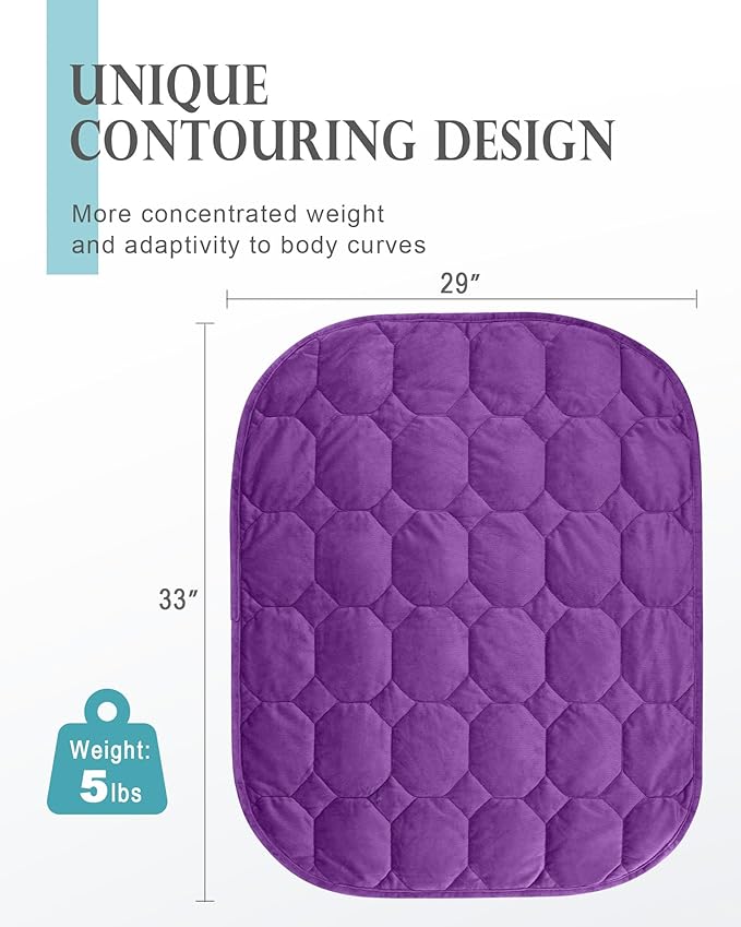 Cottonblue Weighted Lap Blanket Pad 5 lbs 29" x 33", Cozy Luxury Crystal Velvet Weighted Blanket for Adults Teens, Small Weighted Blanket Throw All Season for Travel Relaxation Sleeping, Purple