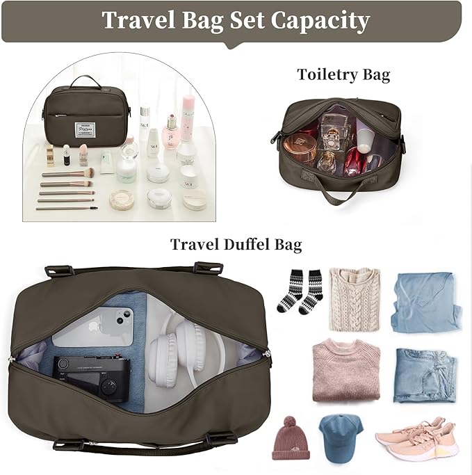 Weekender Bags for Women,Personal Item Travel Bag with Shoes Compartment,Overnight Travel Duffel Bag with Toiletry Bag