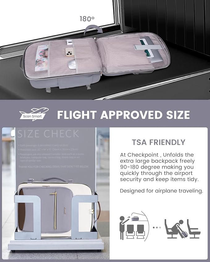 LOVEVOOK Large Travel Backpack for Women & Men, 40L Carry on Backpack for Airplanes, TSA Personal Item Travel Bag fits 17" Laptop, Waterproof Travel Essentials Airline Approved with 3 Packing Cubes